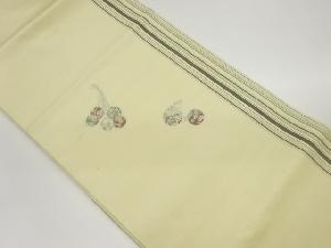 手織り紬縞に鈴模様織出し名古屋帯
